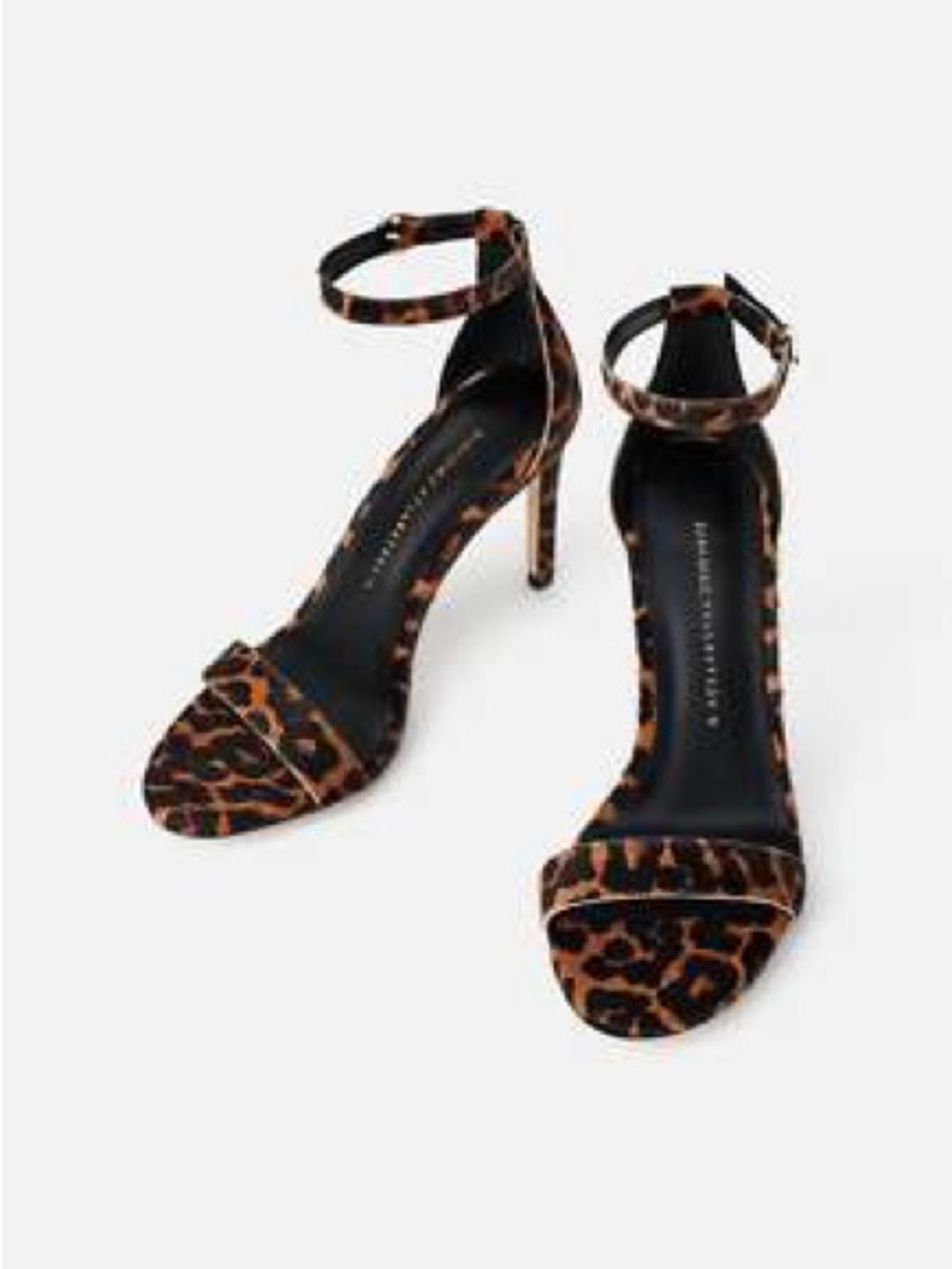 Zara Leopard Print Ankle-Strap Stiletto Sandals